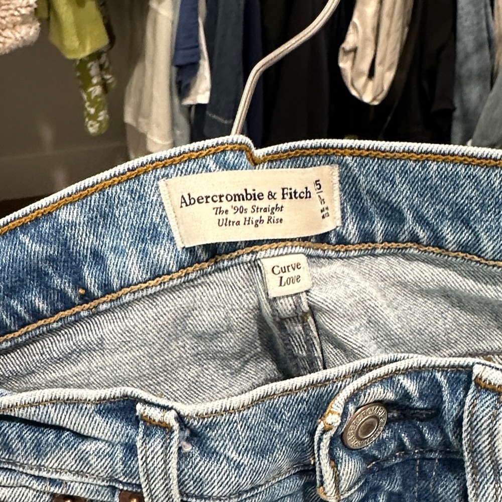 Abercrombie & Fitch Women's Light Blue Straight Leg Jeans